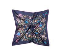 MayTree Sciarpa 'Seidentuch handrolliert aus Twill-Seide, 53x53 Royal Garden dunkelblau' blu scuro Donna MayTree One Size