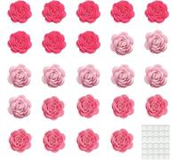 MayuMay 24 pezzi in feltro per decorazioni floreali, 3 cm in tessuto non tessuto, decorazioni con 30 adesivi per fai da te, matrimoni, biglietti di nozze, confezioni regalo, cucito, scrapbooking