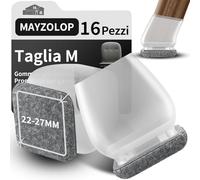 MAYZOLOP 16 Pezzi Gommini per Sedie, Cuscinetto Trasparente da 1 inch Feltrini per Sedie Inclinabili Quadrati, Gommini per Sedie con Cuscinetti in Grigio Feltro, Senza Graffi, Senza Rumore