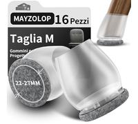 MAYZOLOP 16 Pezzi Gommini per Sedie, Cuscinetto Trasparente da 1 inch Feltrini per Sedie Inclinabili Rotondi, Gommini per Sedie con Cuscinetti in Grigio Feltro, Senza Graffi, Senza Rumore