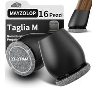 MAYZOLOP 16 Pezzi Gommini per Sedie Rotondi con Grigio Feltrini, Feltrini Sedie Silicone per Parquet, Tappi per Sedie per Inclinabili Sedie, Copri Piedini Sedie, Proteggi Gambe Sedie [Φ22-27mm]
