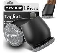 MAYZOLOP 16 Pezzi Gommini per Sedie Rotondi con Grigio Feltrini, Feltrini Sedie Silicone per Parquet, Tappi per Sedie per Inclinabili Sedie, Copri Piedini Sedie, Proteggi Gambe Sedie [Φ29-34mm]