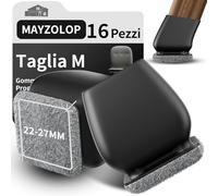 MAYZOLOP 16 tappi per gambe della sedia, colore nero, Ø 22 - 27 mm, gambe inclinate con feltro grigio, protezione per gambe della sedia, rettangolari, nessun rumore, nessun graffio