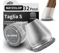MAYZOLOP 32 Pezzi Gommini per Sedie, Cuscinetto Trasparente da 0,75inch Feltrini per Sedie Inclinabili Rotondi, Gommini per Sedie con Cuscinetti in Grigio Feltro, Senza Graffi, Senza Rumore