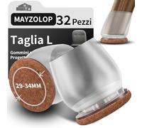 MAYZOLOP 32 Pezzi Gommini per Sedie, Cuscinetto Trasparente da 1,25in Feltrini Inclinabili Rotondi, Con Cuscinetti in Feltro, Senza Graffi, Senza Rumore