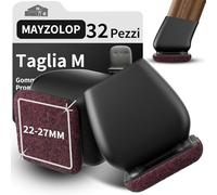 MAYZOLOP 32 Pezzi Gommini per Sedie Inclinabili Quadrati, Cuscinetto Nero da 1in, Feltrini con Cuscinetti in Feltro, Senza Graffi e Rumore