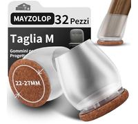 MAYZOLOP 32 Pezzi Gommini sedia, Cuscinetto Trasparente da 1in Feltrini per Sedie Inclinabili Rotondi