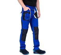 MAZALAT work wear Pantaloni Blu da Lavoro Uomo - Tessuto Canvas Heavy Duty, Vita Elasticizzata, Tasche Multiuso, Tasca Ginocchiere Integrata, Ideali per Uso Professionale e Fai-da-Te