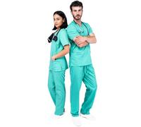 MAZALAT work wear Scrub Medico Donna - Completo Unisex Casacca e Pantaloni | Divise Sanitarie Donna Cotone | Traspirante e Comodo per Medici, Infermieri, OSS e Personale Sanitario