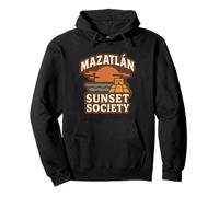 Mazatlan Sunset Society Retro Emblema Felpa con Cappuccio