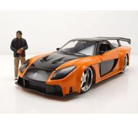 Mazda RX-7 1993 Arancione Nero Quasi & Furious Con Han Figura Modello 1:24 Jada