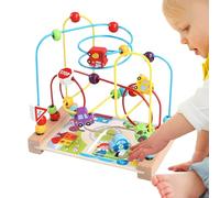 Maze con perline in legno, tavola da gioco sensoriale, sottobicchiere a rulli per istruzione | Giocattolo educativo per bambini età 1-3, attività per lo sviluppo del motore, gioco di coordinamento