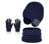 MAZELIKEHOOD Cappello Sciarpa Guanti per Bambino Set 3 Pezzi Invernale per Ragazzi Caldo Cappuccio con Paraorecchie Sciarpa e Guanti per Neve Regalo di Natale per Bambini 4-10 Anni