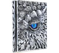 Mazeran 3D Dragon Hardcover Embossed Journal, Antique Handmade Frozen Dragon Eye Polystone A5 Blank Craft Writing Sketch Notebook Daily Notepad, Home Ornament Artistic Fantasy Decoration