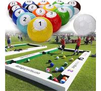 MazmornFly Set Calciobiliardo Gonfiabile 16 Pezzi, Palloni Snooker Giganti in Pelle per Gioco Pool Kick, Gioco Sportivo da Tavolo Snooker per Adulti, Intrattenimento Esterno,18cm/7.09inch