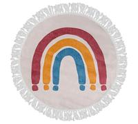 Mazovia Tappeti Beige Infantile Arcobaleno - Camera dei bambini - Pile Corto Rotondo Certificato OEKO-TEX® Colorato - Colorato Crema - 120 x 120 cm