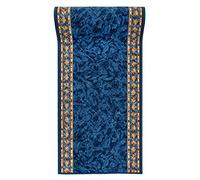 Mazovia Tappeto Antiscivolo per Corridoio - Passatoia Corridoio Motivo Classico - Tappeto a pelo Corto per Ingresso, Salotto - Certificato Oeko-Tex - Corridore a Metro - Blu 100x125 cm