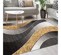 Mazovia Tappeto Moderno - Morbido Pelo Corto - Tappeto da Salotto Oeko-Tex - Tappeto per Ingresso Camera, Da Letto, Cucina, il Soggiorno - Collezione ATENA - Grigio Giallo 250 x 300 cm