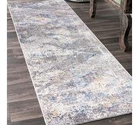 Mazovia Tappeto - Passatappeti Moderni - Pelo Corto, Morbido - Per Ingresso, Ingresso Camera, Da Letto, Cucina, Corridoio - Motivo Astratto - Collezione Portland - Grigio Blu 2-100 x 350 cm