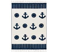 Mazovia Tappeto per Bambini - Beige, Ancora, Marino - Modello 3D, Facile da Pulire - Tappeto per Camera dei bambini, Medio Pelo, Rettangolare con OEKO-TEX® Morbido - Blu Navy Crema - 160 x 230 cm