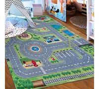 Mazovia Tappeto per Bambini Camera Dei Bambini 80x150cm Verde Strade | Tappeto Bambini per Camera da Letto Stanza Dei Giochi Bambini Facile da Pulire Lavabile in Lavatrice Antiscivolo Pelo Corto