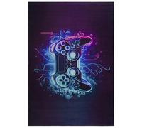 Mazovia Tappeto per Ragazzi 80x150cm Cameretta Nero Gaming Antiallergico | Tappeto per Adolescenti Facile da Pulire Adatto Agli Animali Resistente Ai Detergenti Riscaldamento a Pavimento Industriale
