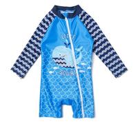 Mazuliso Baby Bambino Costume da Bagno Tessuti Riciclabili UPF50+ Maniche Lunghe con Anteriore Cerniera Lunga(Wal,92-98 CM)