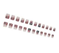 Mazza quadrata corta sulle unghie con linee glitterate a forma di cuore premere l'arte manicure facile da applicare per le donne San Valentino nail art