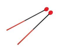 Mazze per marimba, mazze per percussioni con asta in fibra di carbonio e testa in filo di cotone, punta rotonda media dura per marimba bassa, vibrafono, pratica e uso nella banda s (Testa Rossa)