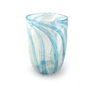 MAZZEGA ART & DESIGN - 1 Bicchiere in Vetro di Murano Giorgione, Soffiati e Lavorati a Mano nell'Isola di Murano. Linea “I Colori di Murano” 350 ml. Made in Italy (1, AZZURRO)