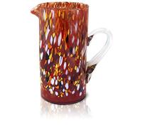 MAZZEGA ART & DESIGN - 1 Caraffa Classic in Vetro Soffiata e Lavorata a Mano con Murrine di Murano, linea “I Colori di Murano” 1000 ml. Made in Italy (ROSSO, 1)