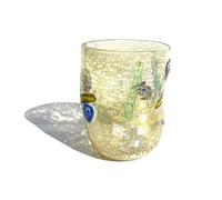 MAZZEGA ART & DESIGN - Bicchiere in Vetro di Murano Giorgione, Soffiati e Lavorati a Mano nell'Isola di Murano. Linea “I Colori di Murano” 350 ml. Made in Italy (AZZURRO) (1, GIALLO)