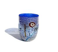 MAZZEGA ART & DESIGN - Bicchiere in Vetro di Murano Giorgione, Soffiati e Lavorati a Mano nell'Isola di Murano. Linea “I Colori di Murano” 350 ml. Made in Italy (AZZURRO) (1, BLU)