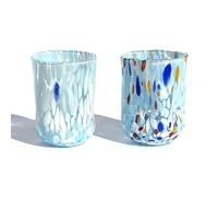 MAZZEGA ART & DESIGN, Bicchieri con vetro di Murano. Soffiati e Lavorati a Mano, Ogni Pezzo è Unico, Un'Opera d'Arte per Ogni Giorno, 350 ml. Made in Italy (2, AZZURRO-BIANCO)
