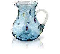 MAZZEGA ART & DESIGN - Caraffa in Vetro Soffiata e Lavorata a Mano con Murrine Murano - I Colori di Murano - Modello “brocca Ibiza 1 l.