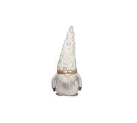 MAZZEO CHRISTMAS Pupazzo Gnomo Decorativo Bianco e Oro con Luci 40 cm