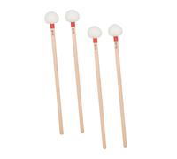 Mazzette per Timpani in Legno, Testa in Feltro Bianca, 4 Pezzi | Impugnatura Ergonomica e Presa Comoda, Sensazione Uniforme, per Bande Scolastiche e Orchestre Sinfoniche