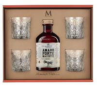 Mazzetti d'Altavilla Amaro Forte Momento Forte 700ml 35% | Con 4 Bicchieri Tumbler, Ricetta Monastero Benedettino, Note Balsamiche e Menta, Radici e Piante Officinali