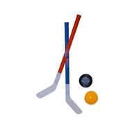Mazzi da hockey da terra in plastica 72 cm con pallina da floorball e disco (2 pz)