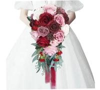 Mazzi da Sposa per sposi, Fiori per Matrimoni a Forma di Nozze mazzi, Rose finte realistiche per la Cerimonia della Decorazione Fotografica della Chiesa, Chiaretto