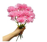 Mazzi di fiori artificiali da 27,9 cm, con 10 garofani, resistenti ai raggi UV, non sbiadiscono, mini petali di seta di garofano, piante finte, per oggetti di scena fotografici, casa, feste e