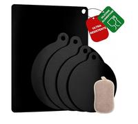 MAZZINI Kit Tappetini Copri Piano Induzione - 5 Pezzi (2x Ø22cm, 2x Ø24cm, 1x 23x33cm, Spessore 0,7mm) + Spugna per Pulizia | Silicone e Fibra di Vetro | Antiscivolo, Resistente al Calore 250°C
