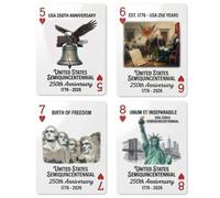 Mazzo di carte da gioco, carte commemorative patriottiche di dimensioni standard, 250th USA Founding 1776-2026, confezione di carta leggera da 100 g, divertente regalo da collezione per attività
