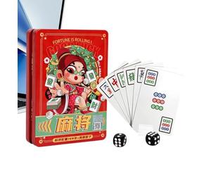 Mazzo di Carte da Gioco - Gioco da viaggio Mahjong a tessere | Mazzo Completo Di Carte Da 144 Pezzi,per il dormitorio, le vacanze, riunioni di famiglia, il campeggio, i viaggi, le feste e per la casa