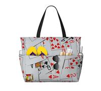 Mazzo di carte da gioco sparse Borsa da spiaggia Borsa tote da donna Borsa da piscina con cerniera per palestra, spesa, viaggi con tasca impermeabile