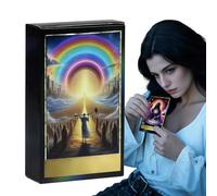 Mazzo di carte dei tarocchi arcobaleno, set classico intuitivo Oracle, 10,5 x 6,2 x 2,8 cm, lettura di simboli antichi con guida in inglese, carte di empowerment vivaci per principianti ed esperti