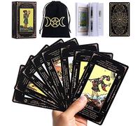 Mazzo di carte dei tarocchi con guida e borsa per il trasporto in lino, 78 carte classiche originali per la predizione della fortuna, ideale per principianti ed esperti, con significati inclusi