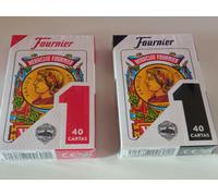Mazzo di Carte Fournier Carte Nº 1 Rosso Nero 40 Carte Superficiale Plastica