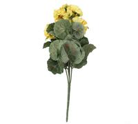 Mazzo di fiori artificiali di geranio con accenti di fiori rosa, panno di seta e materiale plastico, lunghezza 36 cm, adatto per molteplici usi decorativi, tra cui giardino e matrimonio (giallo)