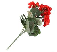 Mazzo di fiori artificiali di geranio con accenti di fiori rosa, panno di seta e materiale plastico, lunghezza 36 cm, adatto per molteplici usi decorativi, tra cui giardino e matrimonio (rosso)
